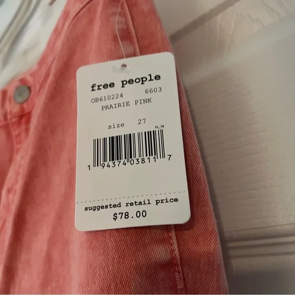 NWT Free People Just Float On Pink Denim Flared Jeans 27 - Picture 5 of 10